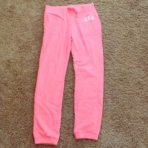 Pink mock drawstring joggers with pockets